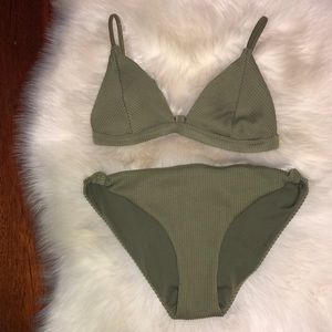 SOLD Hollister Olive Ribbed Triangle Swim Set